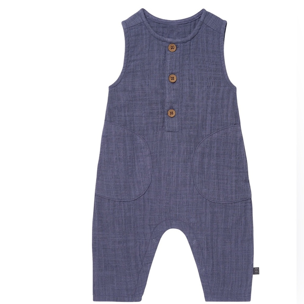 Baby boy Sleeveless Button Romper in Slate Blue.18M - Picture 3 of 8